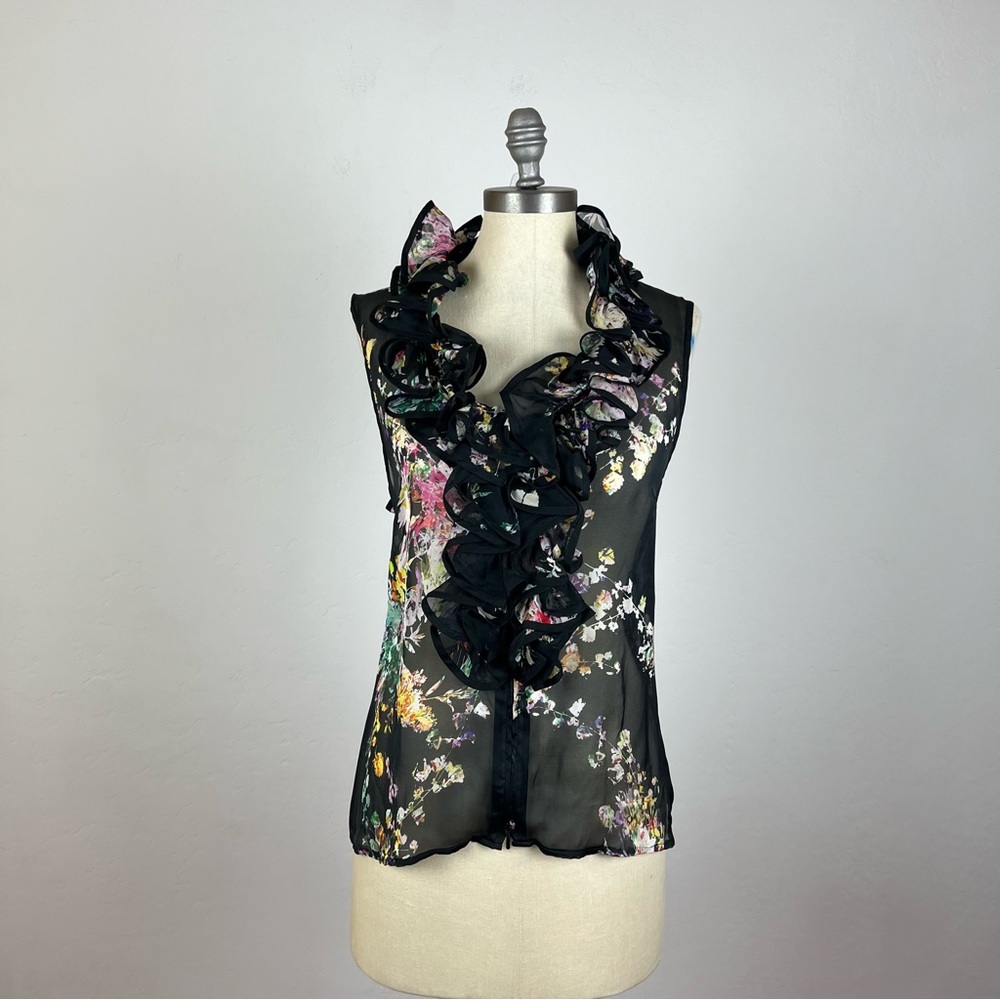 Anne Fontaine Black Floral Blouse